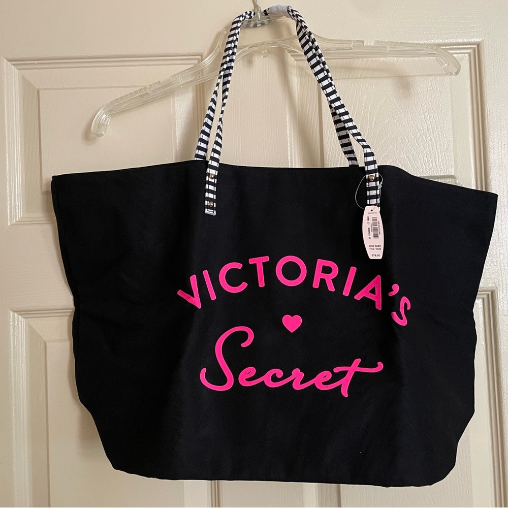 Victoria's Secret Black Tote with Pink Logo